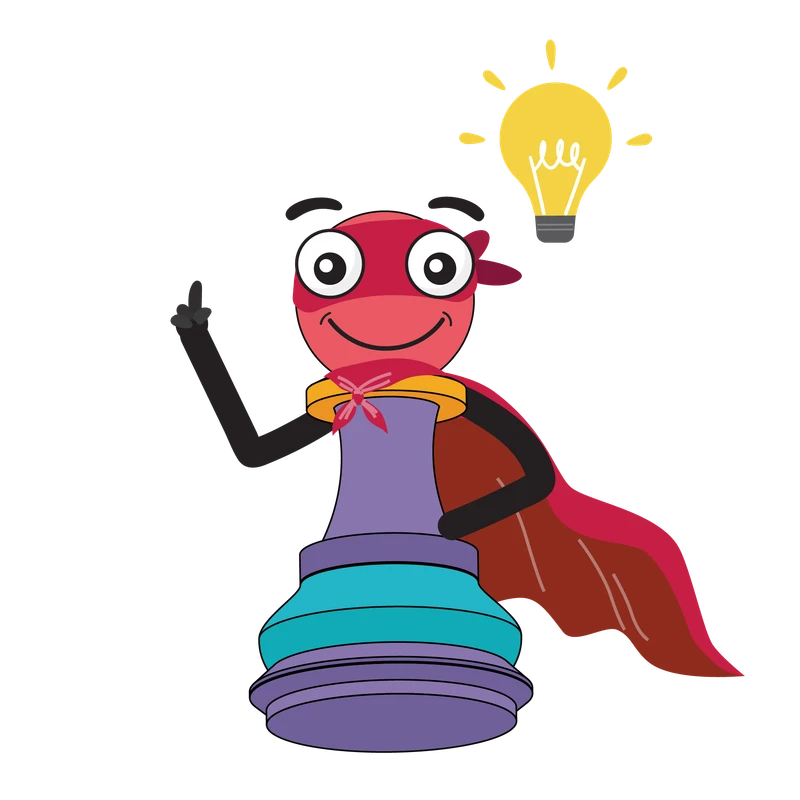 Happy Pawn with a lightbulb idea