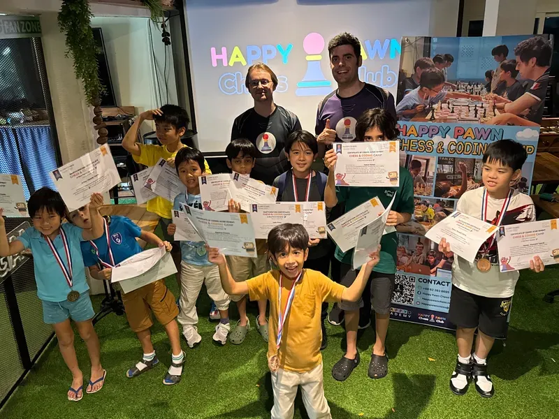 Children at a chess and coding camp