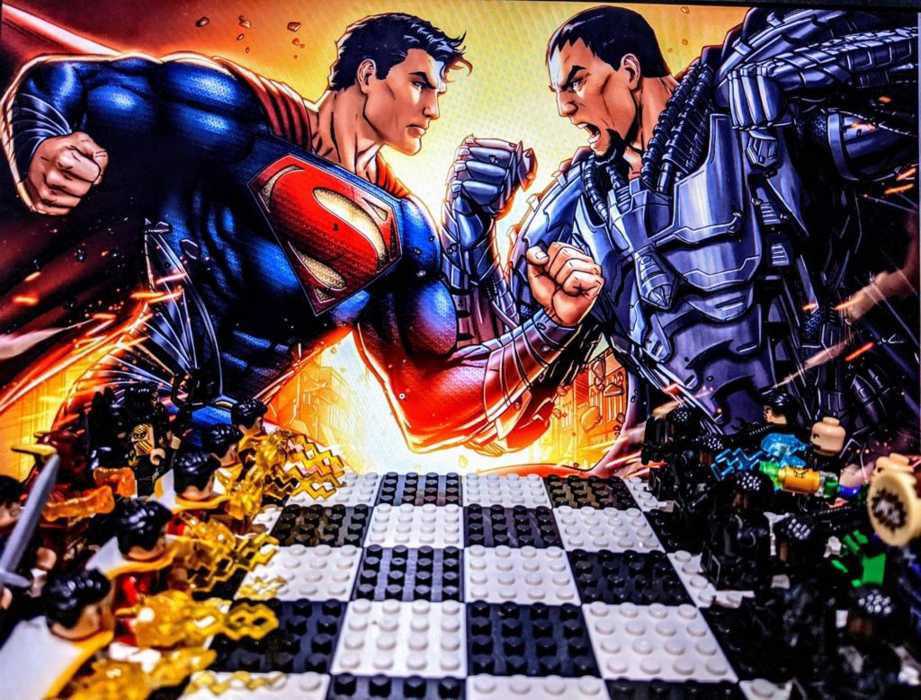 Lego chess board Justice league